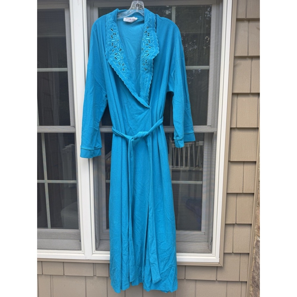 Vintage Vanity Fair blue Velour Belted Bath Robe House Coat Size XXL